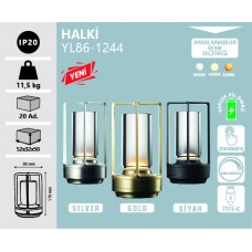 HALKİ ŞARJLI MASA LAMBASI 3 RENK- SİYAH